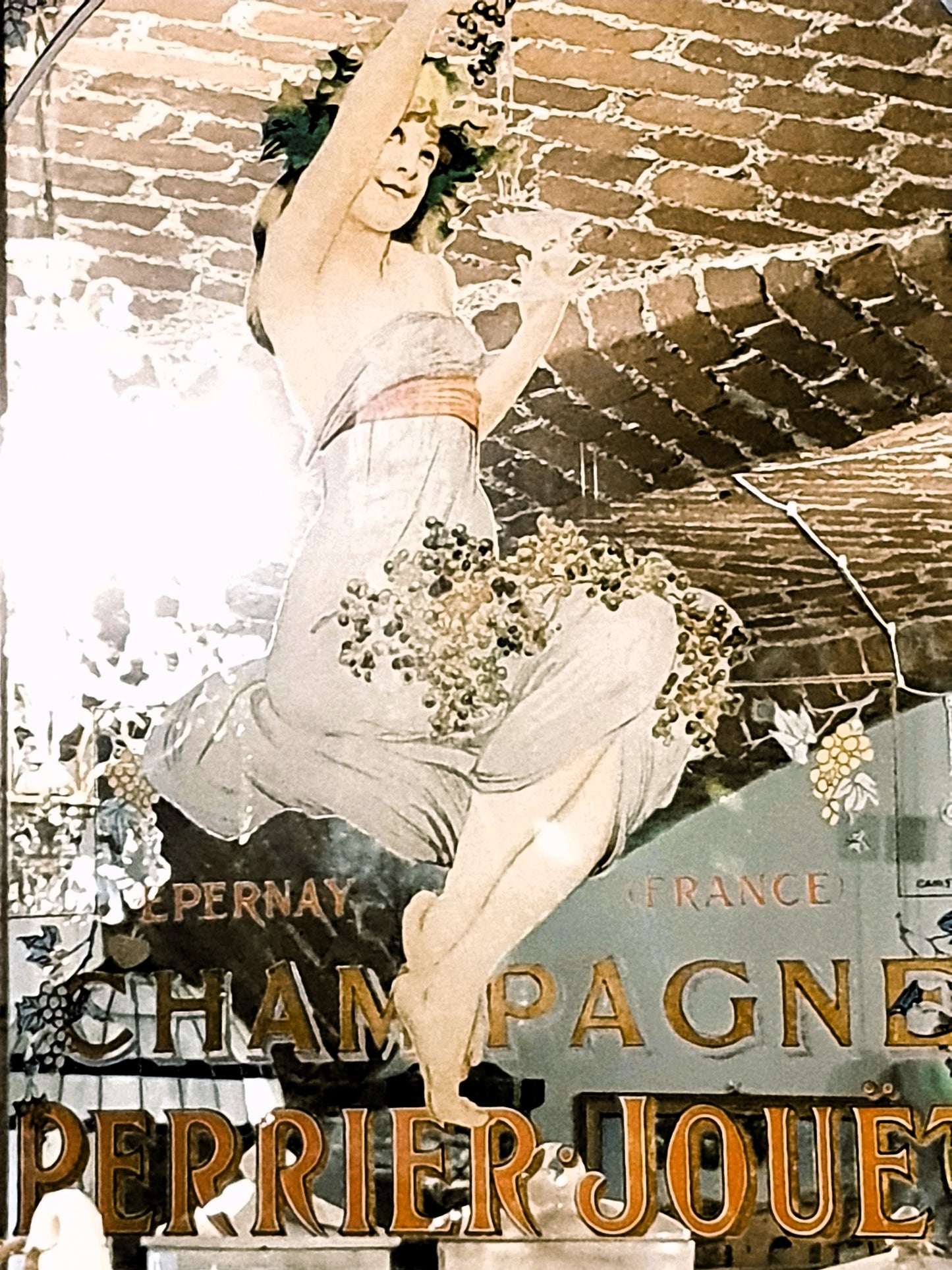 CHAMPAGNE PERRIER JOUET QUADRO A SPECCHIO PUBBLICITARIO VINTAGE