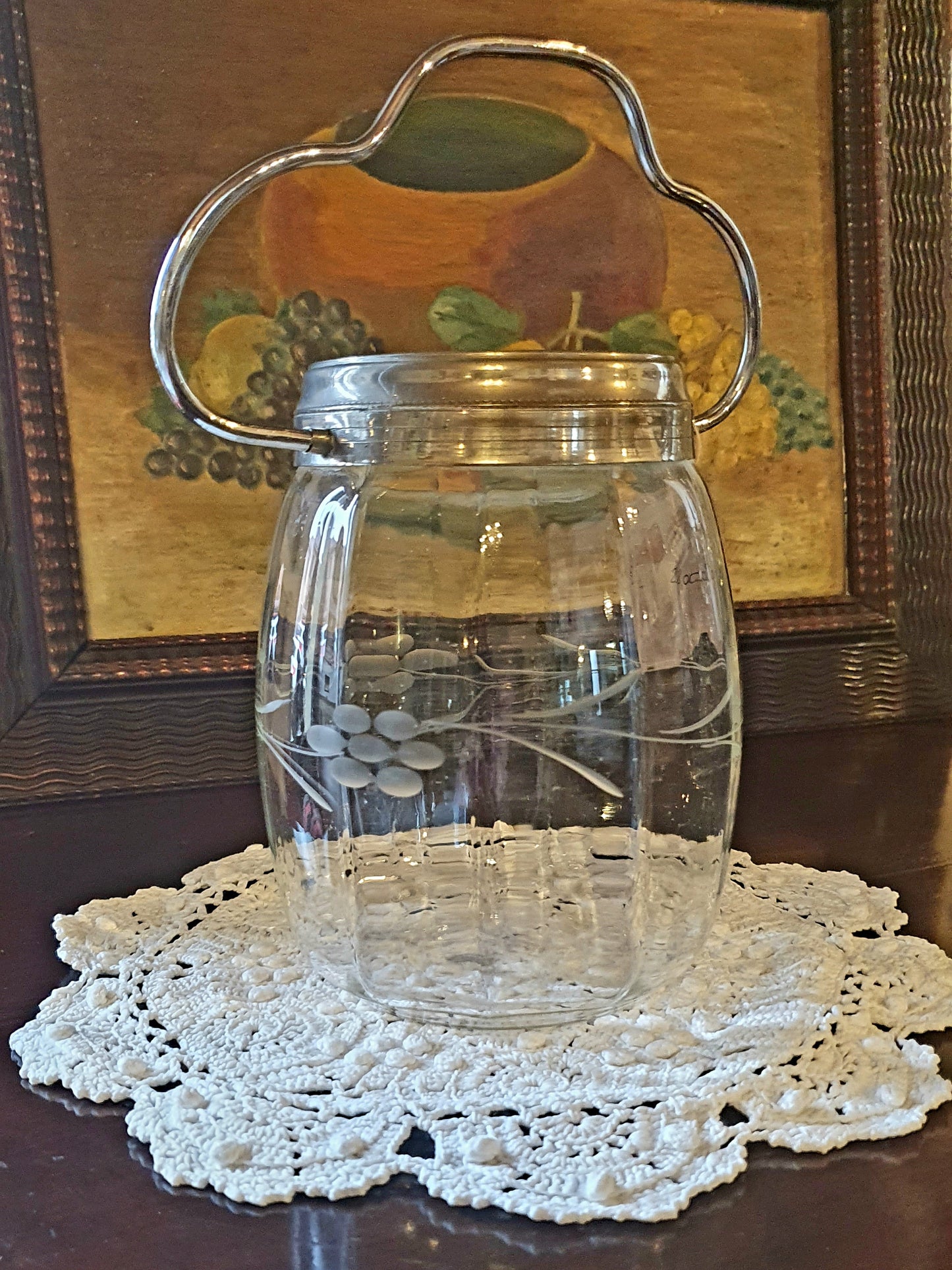 ANTICO PORTAGHIACCIO IN VETRO SERIGRAFATO