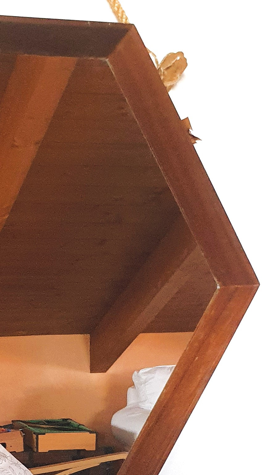 SPECCHIO ESAGONALE VINTAGE IN TEAK ITALIA MID-CENTURY