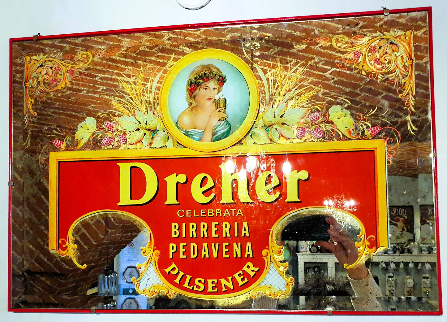 DREHER BEER QUADRO A SPECCHIO PUBBLICITARIO VINTAGE