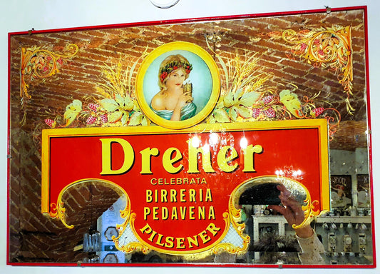 DREHER BEER QUADRO A SPECCHIO PUBBLICITARIO VINTAGE