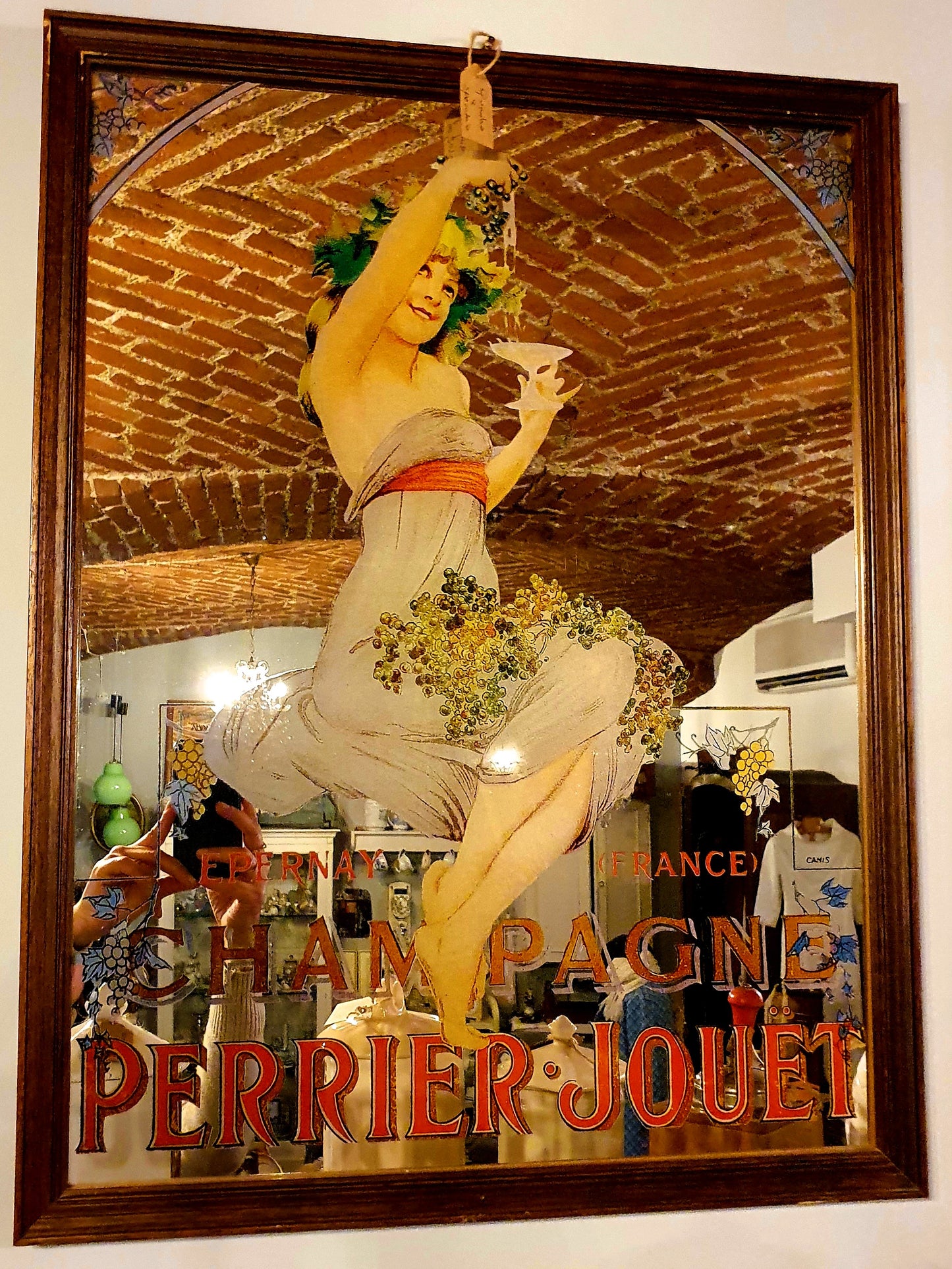 CHAMPAGNE PERRIER JOUET QUADRO A SPECCHIO PUBBLICITARIO VINTAGE