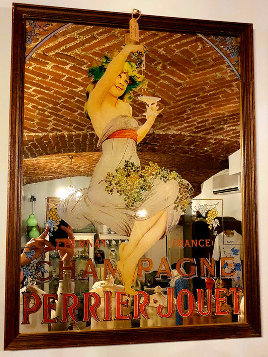 CHAMPAGNE PERRIER JOUET QUADRO A SPECCHIO PUBBLICITARIO VINTAGE