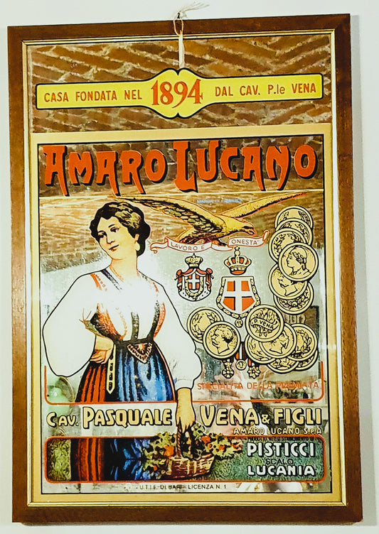 AMARO LUCANO QUADRO A SPECCHIO PUBBLICITARIO VINTAGE