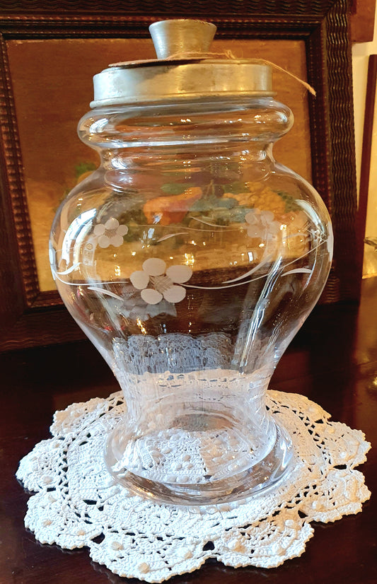 ANTICO GRANDE VASO IN VETRO SERIGRAFATO