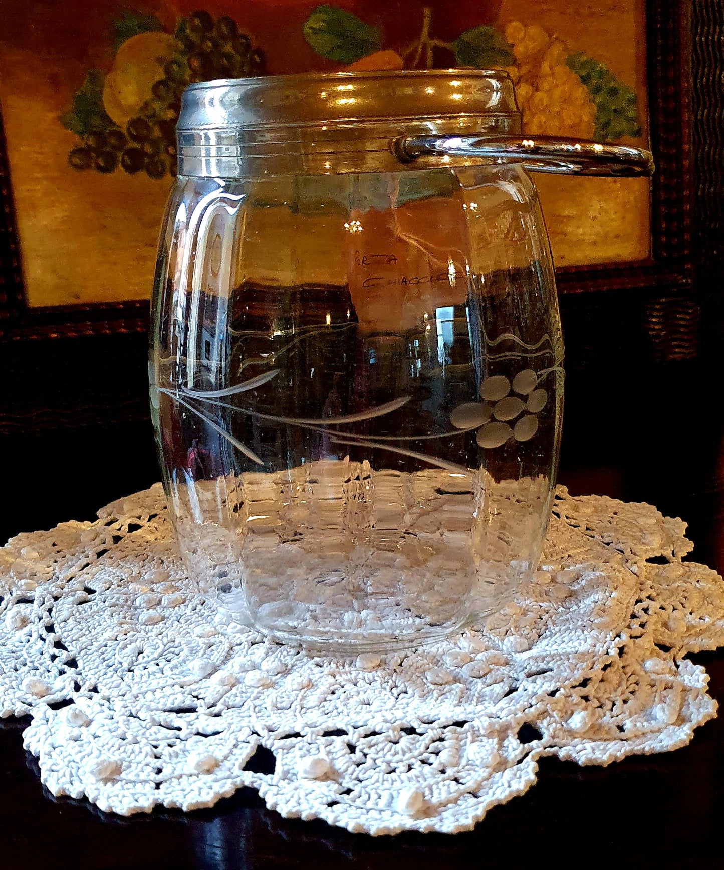 ANTICO PORTAGHIACCIO IN VETRO SERIGRAFATO