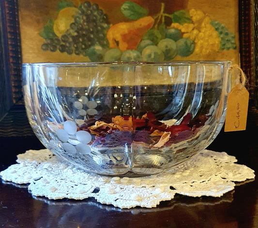 ANTICA GRANDE CIOTOLA RECIPIENTE IN VETRO SERIGRAFATO