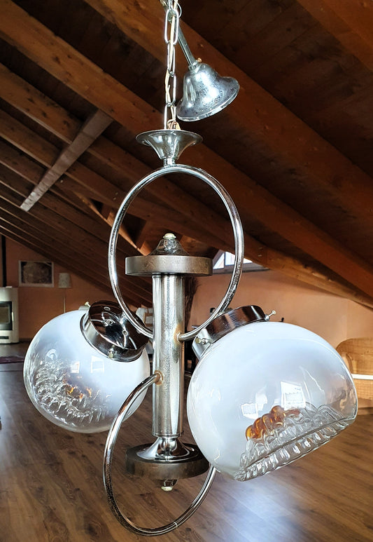LAMPADARIO IN VETRO DI MURANO DI MAZZEGA ANNI '60 - '70