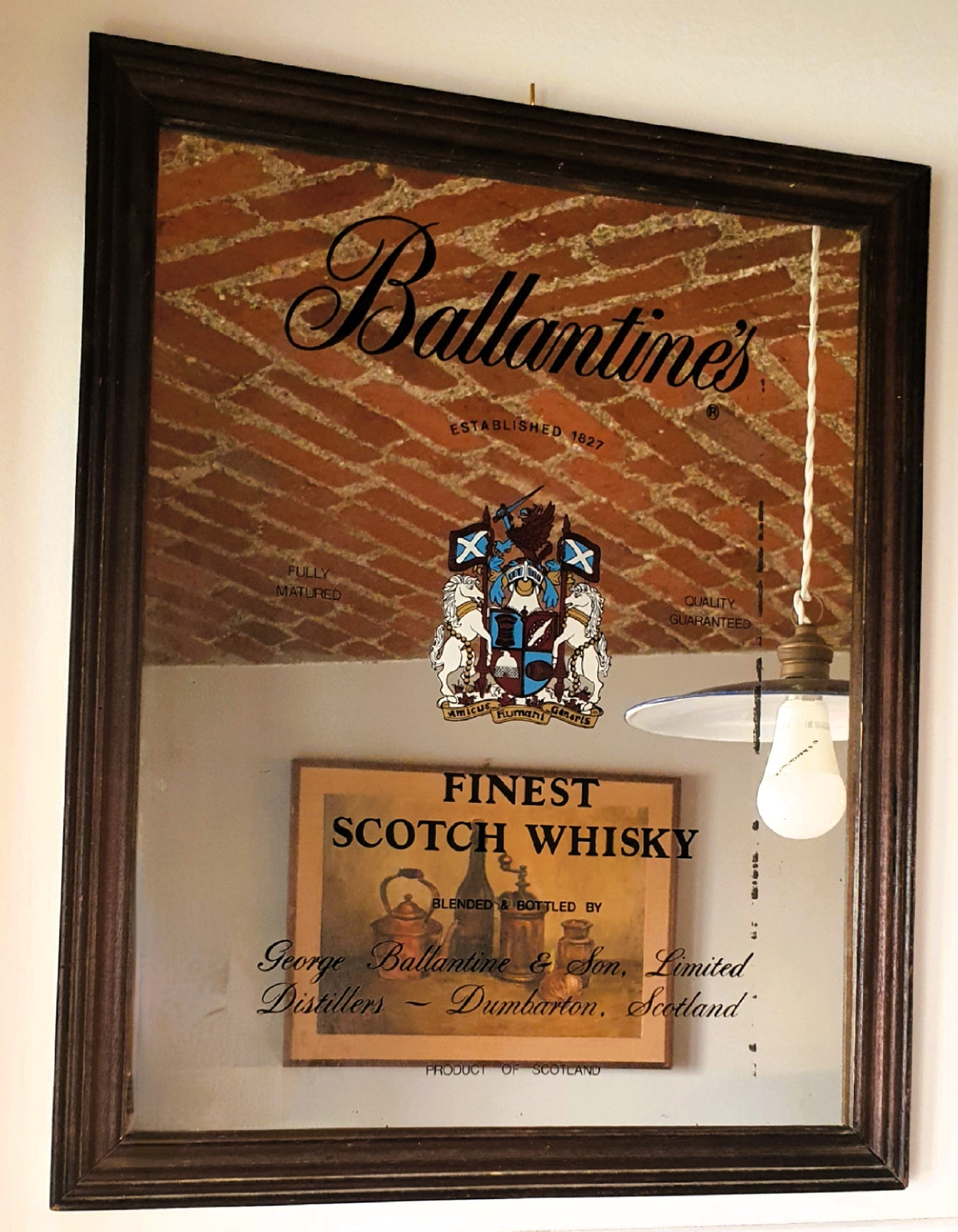 BALLANTINES QUADRO A SPECCHIO PUBBLICITARIO VINTAGE