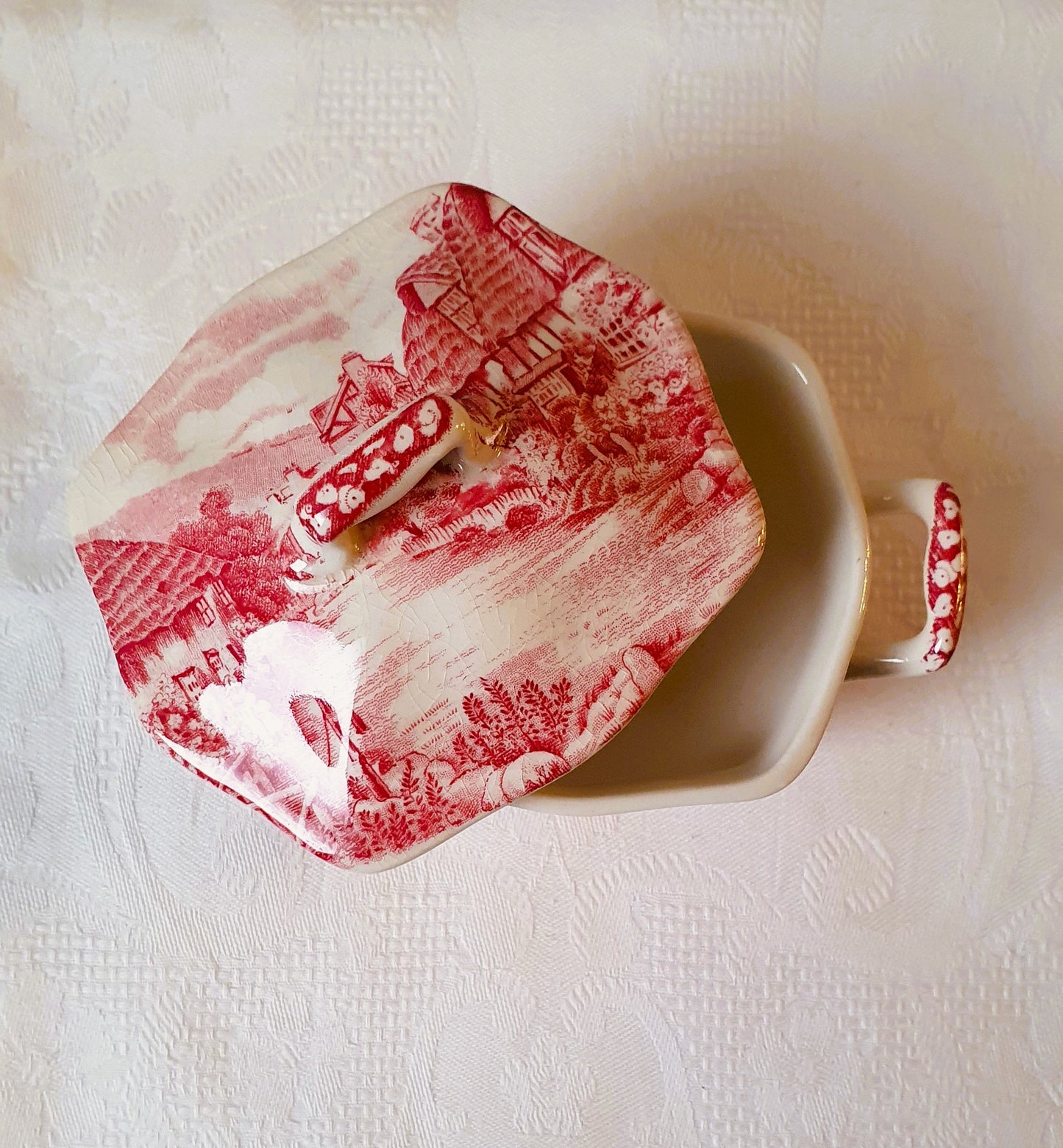 JOHNSON BROS ENGLAND SCATOLA ZUCCHERIERA IN PORCELLANA