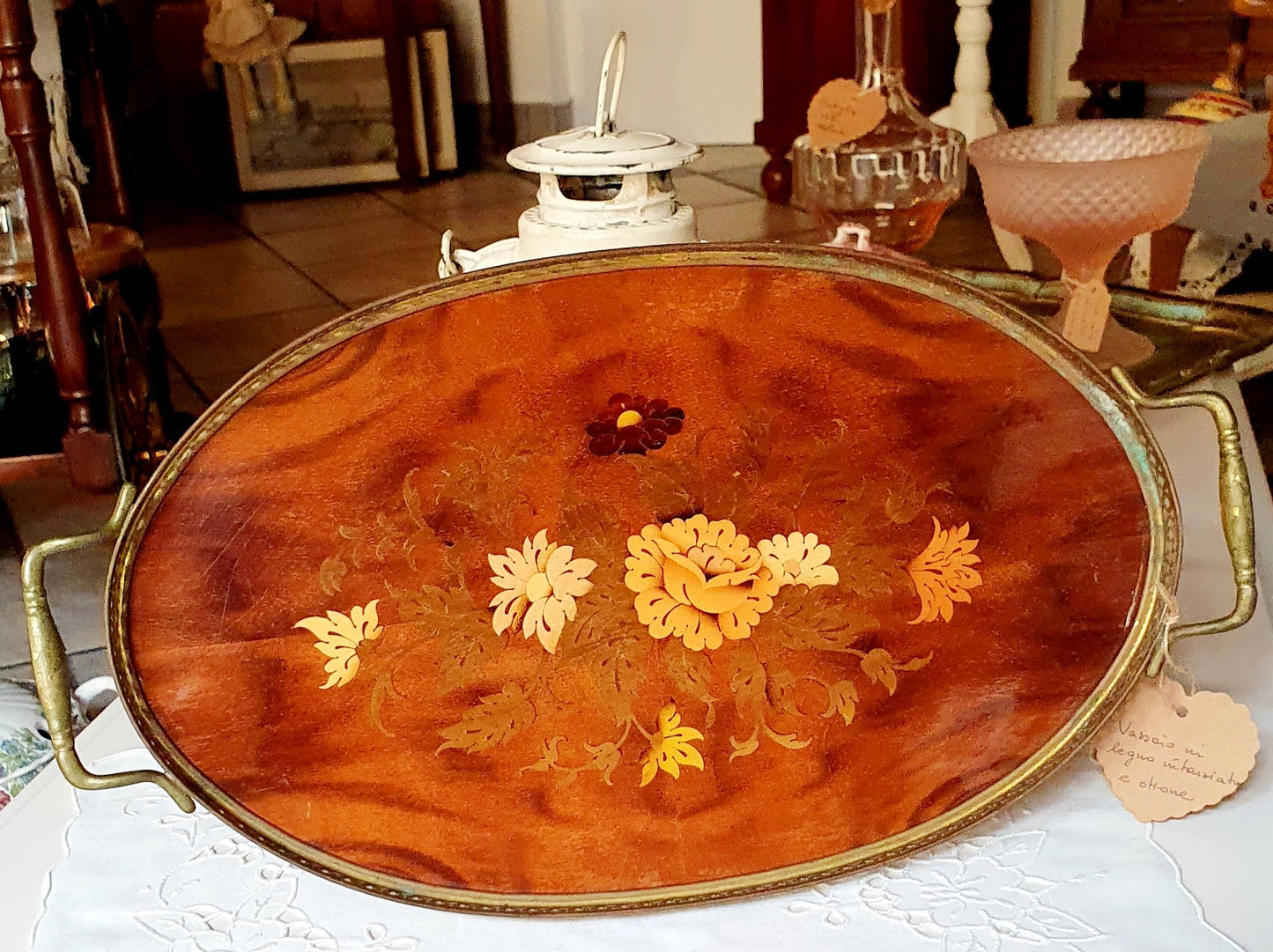 ANTICO VASSOIO OVALE ITALIA ANNI '40