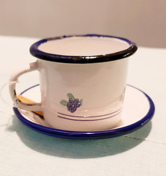 TAZZINA E PIATTINO VINTAGE IN LATTA SMALTATA