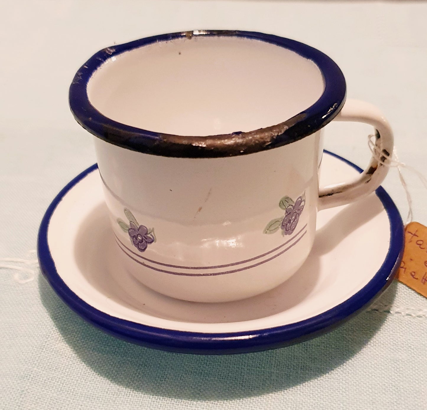 TAZZINA E PIATTINO VINTAGE IN LATTA SMALTATA