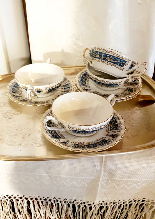 MYOTT STAFFORDSHIRE SET 4 TAZZE  CONSOMMÈ VINTAGE