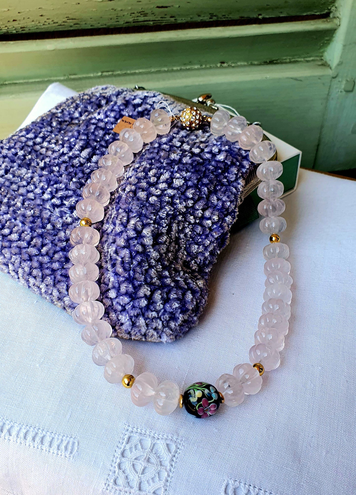 COLLANA VINTAGE IN PERLE DI VETRO VENEZIANO