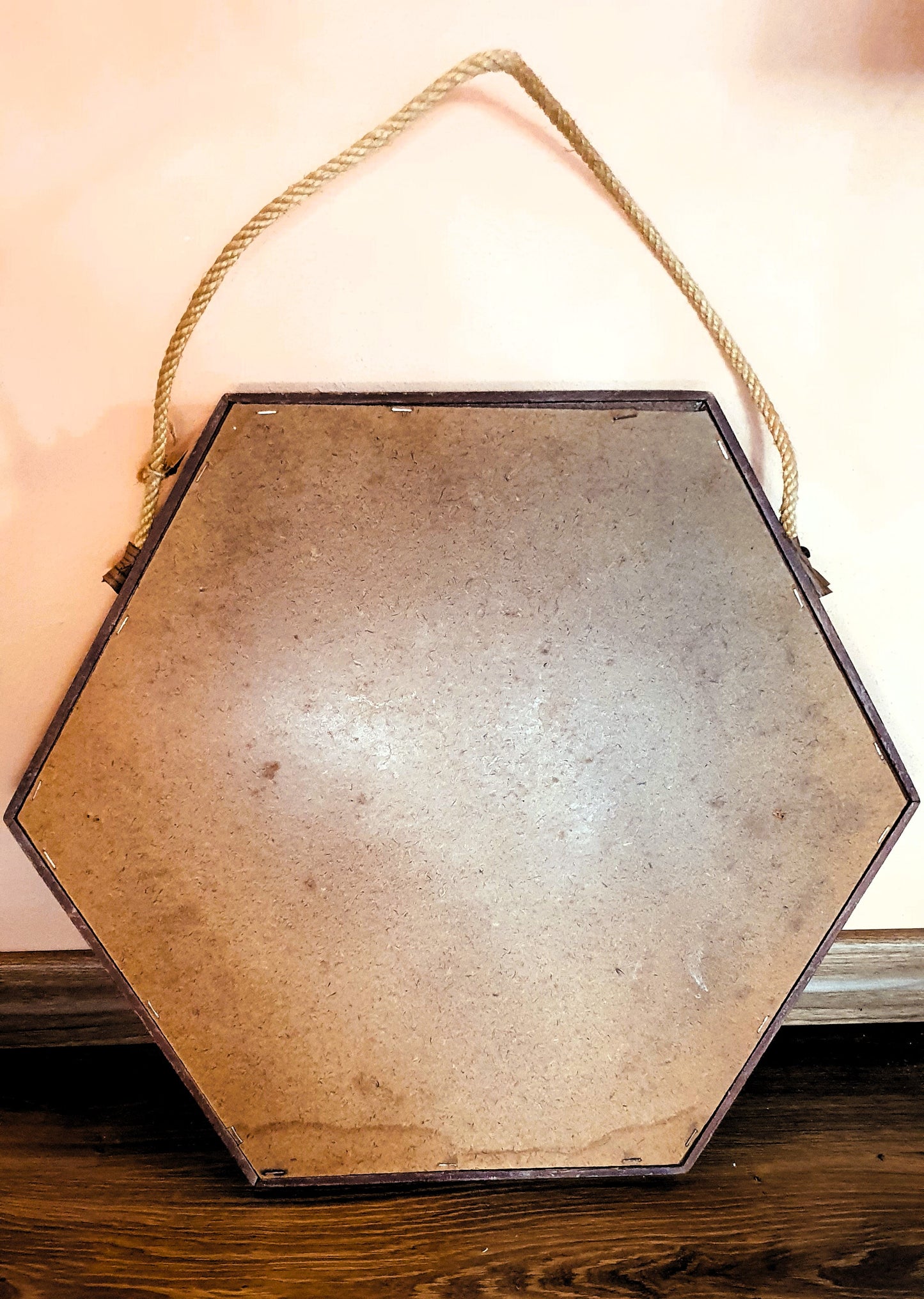 SPECCHIO ESAGONALE VINTAGE IN TEAK ITALIA MID-CENTURY