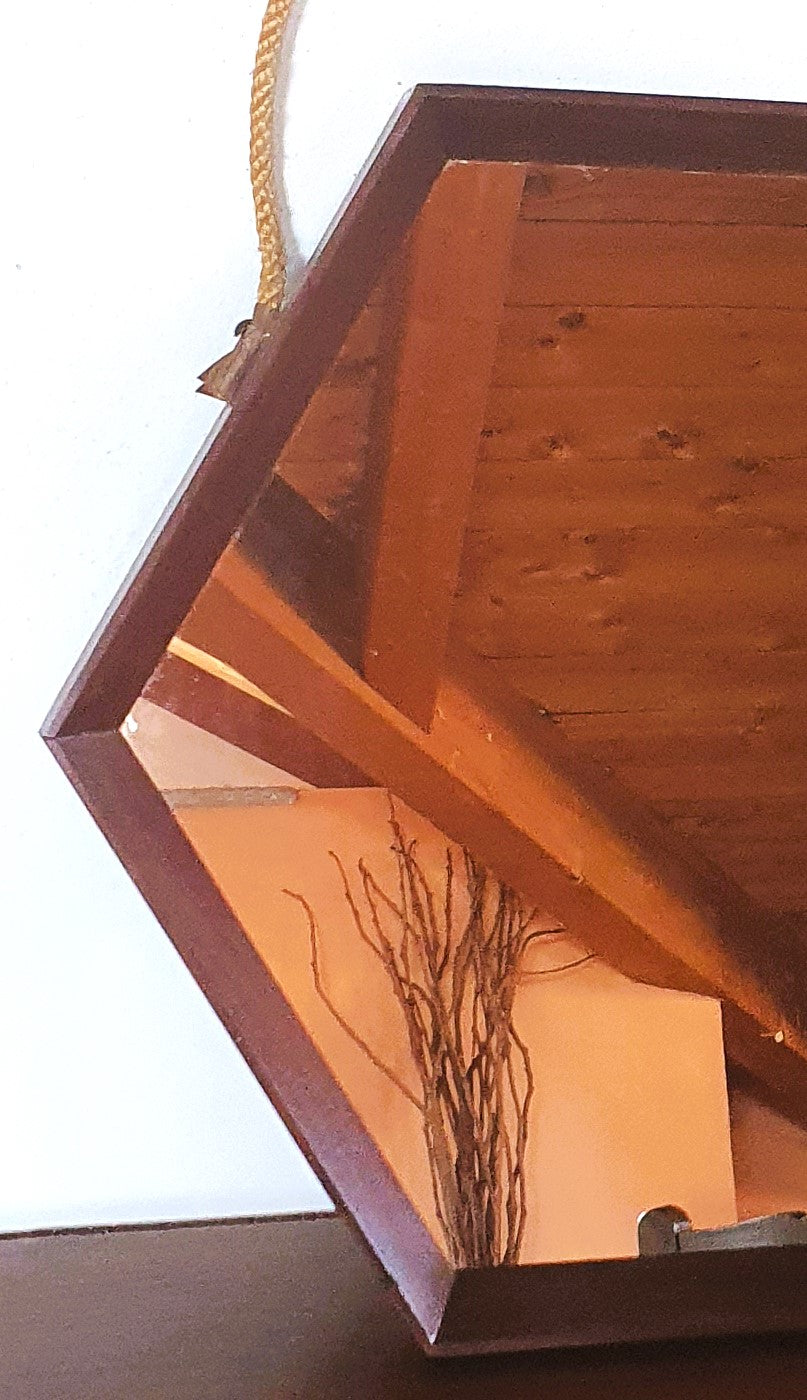 SPECCHIO ESAGONALE VINTAGE IN TEAK ITALIA MID-CENTURY