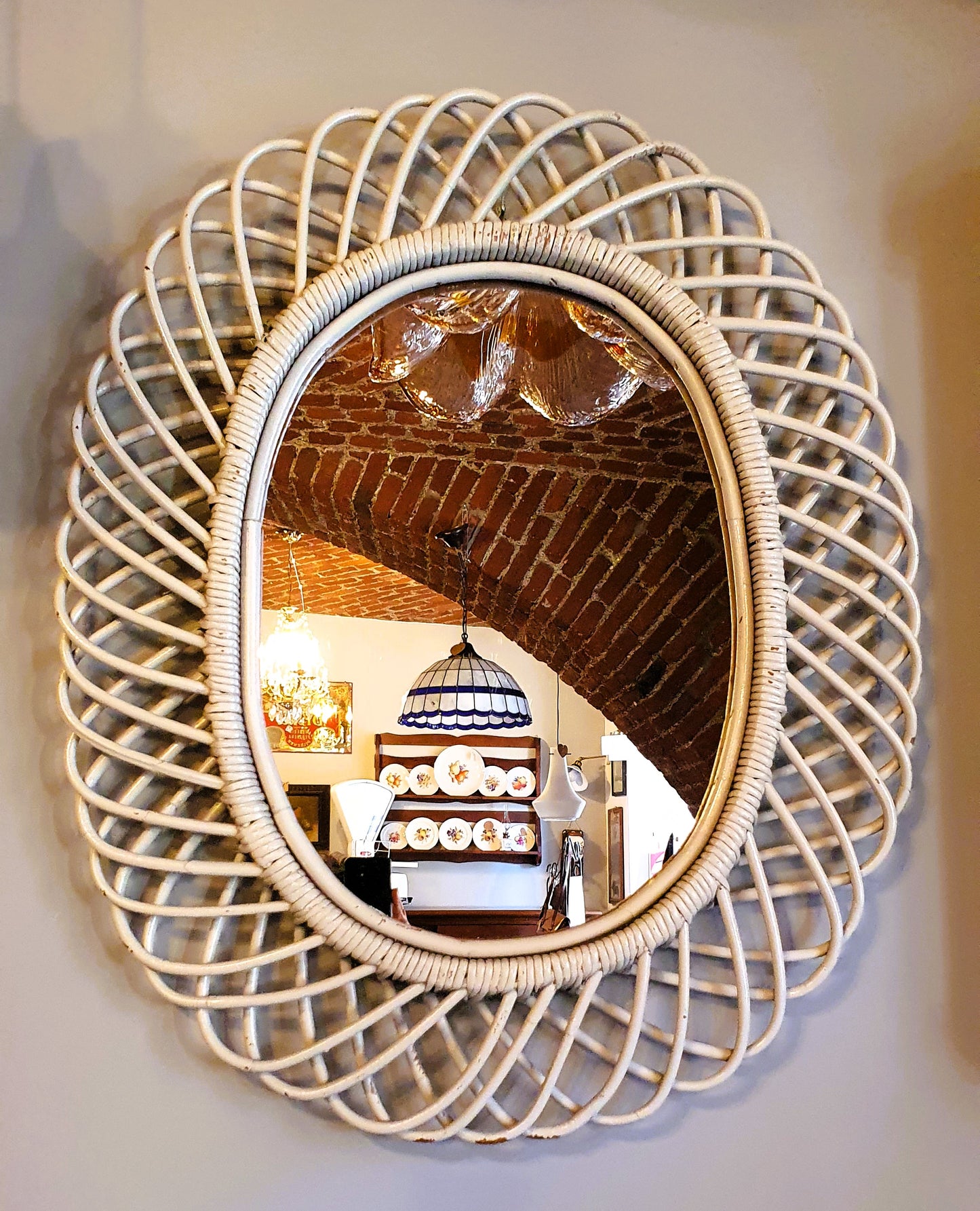 SPECCHIO OVALE ITALIA MODERNARIATO ANNI '60