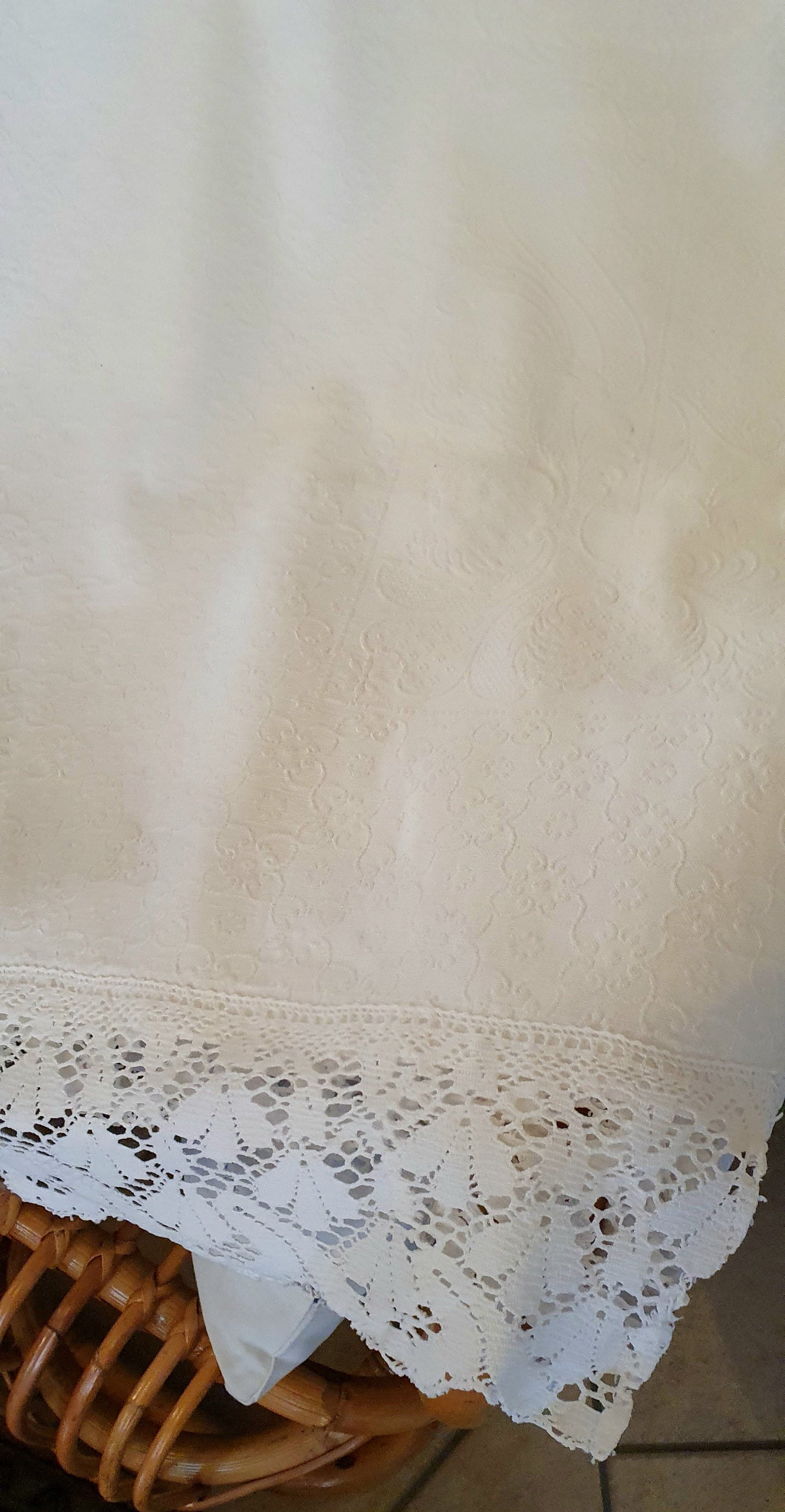 COPRILETTO VINTAGE IN COTONE E PIZZO