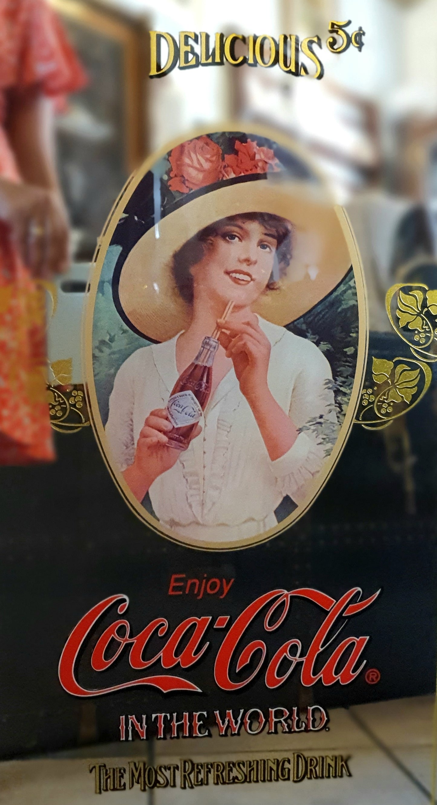 SPECCHIO PUBBLICITARIO VINTAGE COCA-COLA CON DATARIO