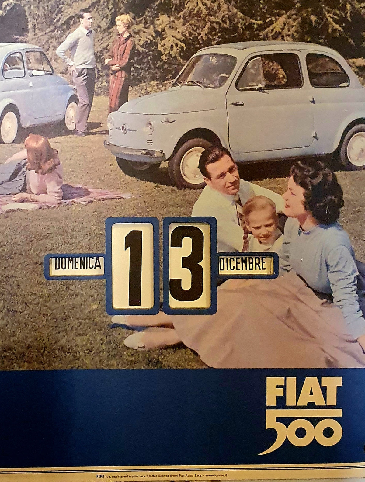 CALENDARIO PERPETUO PUBBLICITARIO FIAT 500 VINTAGE