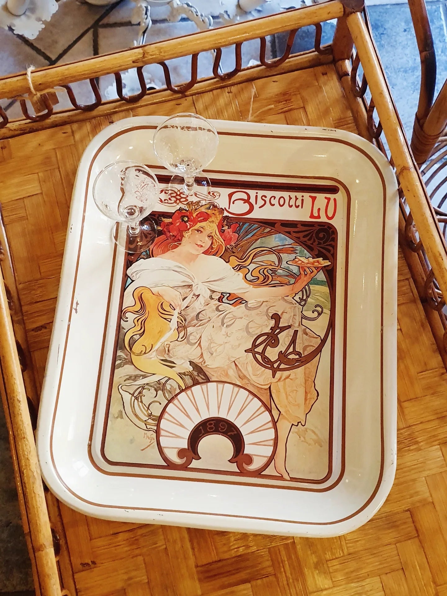 VASSOIO VINTAGE PUBBLICITARIO IN LATTA SMALTATA