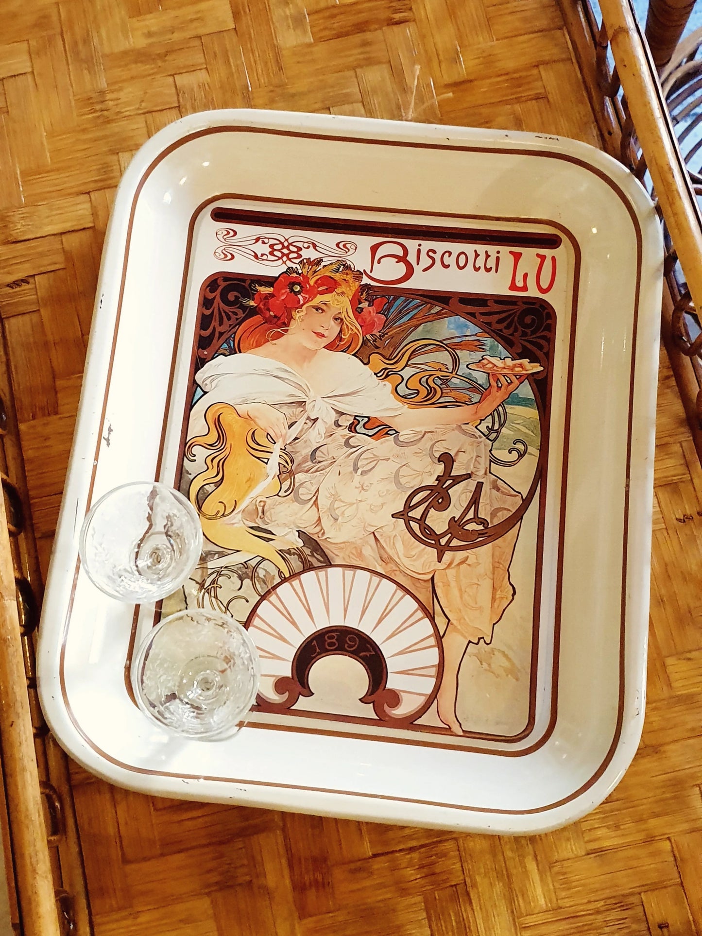 VASSOIO VINTAGE PUBBLICITARIO IN LATTA SMALTATA