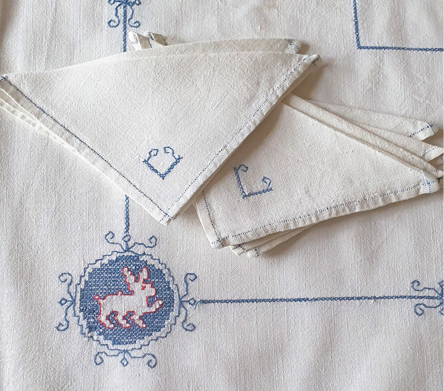 TOVAGLIETTA DA THE IN LINO VINTAGE ANNI '50